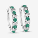 1.08 Carat Genuine Emerald and White Topaz .925 Sterling Silver Earrings