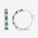 1.08 Carat Genuine Emerald and White Topaz .925 Sterling Silver Earrings