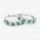 1.08 Carat Genuine Emerald and White Topaz .925 Sterling Silver Earrings