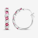 1.28 Carat Genuine Pink Tourmaline and White Topaz .925 Sterling Silver Earrings