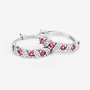 1.28 Carat Genuine Pink Tourmaline and White Topaz .925 Sterling Silver Earrings