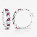 1.38 Carat Genuine Ruby and White Topaz .925 Sterling Silver Earrings