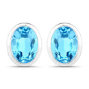 4.00 Carat Genuine Swiss Blue Topaz .925 Sterling Silver Earrings
