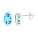 4.00 Carat Genuine Swiss Blue Topaz .925 Sterling Silver Earrings