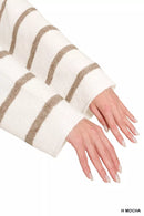 Zenana Wool Blend Striped Sweater