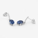 1.95 Carat Genuine Blue Sapphire and White Diamond 10K White Gold Earrings