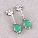1.49 Carat Genuine Zambian Emerald and White Diamond 10K White Gold Earrings