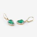 6.40 Carat Genuine Colombian Emerald and White Diamond 14K Yellow Gold Earrings