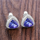 4.24 Carat Genuine Tanzanite 14K White Gold Earrings