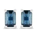 0.80 Carat Genuine Blue Sapphire 14K White Gold Earrings