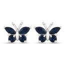0.61 Carat Genuine Blue Sapphire .925 Sterling Silver Earrings