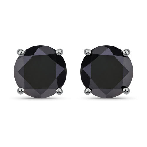 4.91 Carat Genuine Black Diamond 14K White Gold Earrings