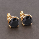 3.48 Carat Genuine Black Diamond 14K Yellow Gold Earrings