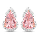 2.37 Carat Genuine Morganite and White Diamond 14K Rose Gold Earrings