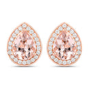 2.03 Carat Genuine Morganite and White Diamond 14K Rose Gold Earrings