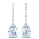 7.52 Carat Genuine Baby Swiss Blue Topaz and Blue Topaz .925 Sterling Silver Earrings