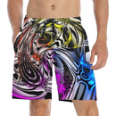 Color Melted Zebra Warp Rave Swim Shorts