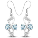 5.06 Carat Genuine Blue Topaz and White Topaz .925 Sterling Silver Earrings