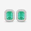 2.99 Carat Genuine Ethiopian Emerald and White Diamond 14K Yellow Gold Earrings
