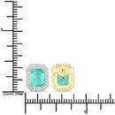 2.99 Carat Genuine Ethiopian Emerald and White Diamond 14K Yellow Gold Earrings