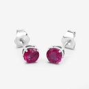 0.86 Carat Genuine Ruby 10K White Gold Earrings