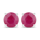 0.86 Carat Genuine Ruby 14K White Gold Earrings