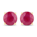 0.86 Carat Genuine Ruby 14K Yellow Gold Earrings