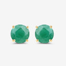 0.72 Carat Genuine Zambian Emerald 10K Yellow Gold Earrings