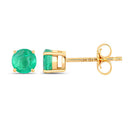 0.72 Carat Genuine Zambian Emerald 10K Yellow Gold Earrings