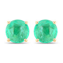 0.72 Carat Genuine Zambian Emerald 14K Yellow Gold Earrings