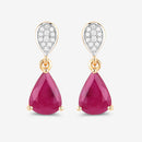 2.46 Carat Genuine Ruby and White Diamond 10K Yellow Gold Earrings