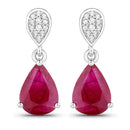 2.46 Carat Genuine Ruby and White Diamond 14K White Gold Earrings