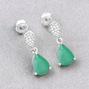 2.28 Carat Genuine Zambian Emerald and White Diamond 10K White Gold Earrings