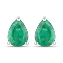 0.70 Carat Genuine Zambian Emerald 10K White Gold Earrings