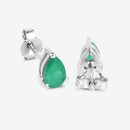 0.70 Carat Genuine Zambian Emerald 10K White Gold Earrings