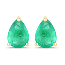 0.70 Carat Genuine Zambian Emerald 14K Yellow Gold Earrings