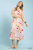 Umgee Abstract Print Flutter Sleeve Midi Dress