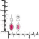 1.23 Carat Genuine Ruby and White Diamond 14K White Gold Earrings