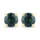 1.30 Carat Genuine Blue Sapphire 14K Yellow Gold Earrings