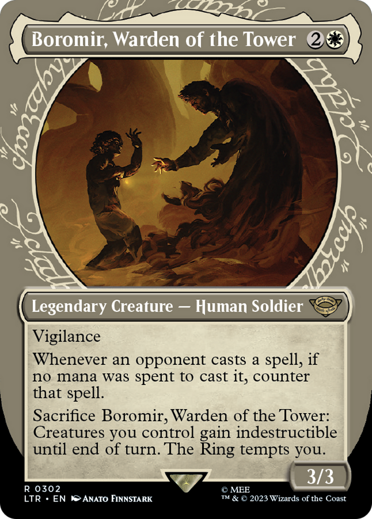 Boromir, Warden of the Tower (LTR-302) - The Lord of the Rings: Tales of Middle-earth: (Showcase) (Borderless) Foil