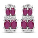 3.20 Carat Glass Filled Ruby .925 Sterling Silver Earrings