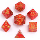 Wizard Solid Metal Polyhedral Dice Set - Red with Gold