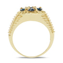 14K Yellow Gold Plated 1.40 Carat Genuine Blue Diamond .925 Sterling Silver Ring