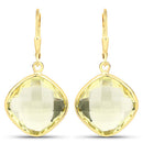 21.40 Carat Genuine Lemon Quartz .925 Sterling Silver Earrings
