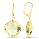 21.40 Carat Genuine Lemon Quartz .925 Sterling Silver Earrings