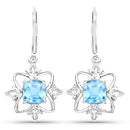 5.30 Carat Genuine Swiss Blue Topaz .925 Sterling Silver Earrings