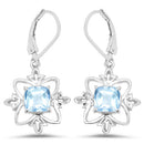 5.30 Carat Genuine Swiss Blue Topaz .925 Sterling Silver Earrings