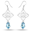 12.14 Carat Genuine Swiss Blue Topaz .925 Sterling Silver Earrings