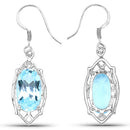 13.68 Carat Genuine Blue Topaz .925 Sterling Silver Earrings