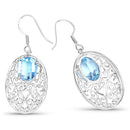 10.72 Carat Genuine Blue Topaz .925 Sterling Silver Earrings